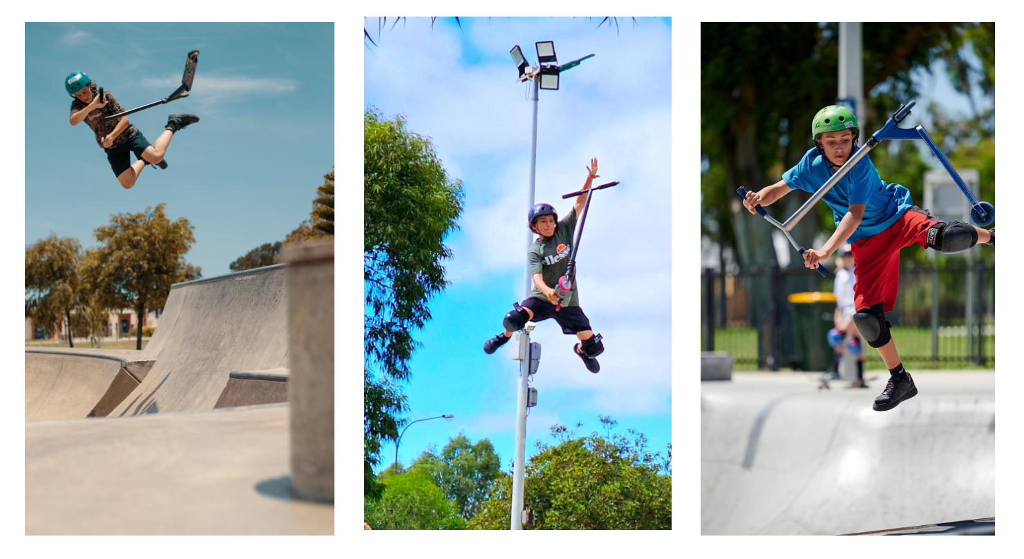 Perth scooter tricks at mirror park skate park